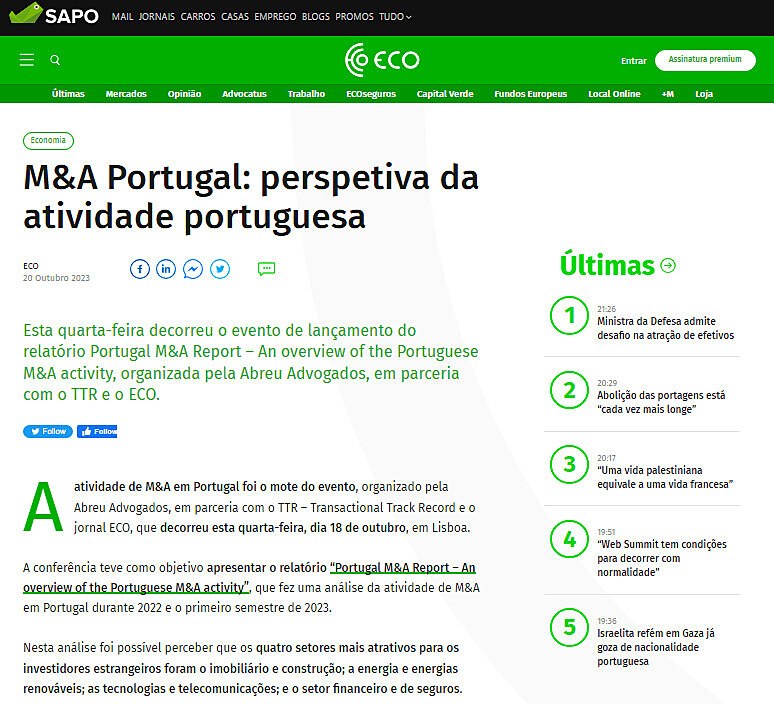 M&A Portugal: perspetiva da atividade portuguesa